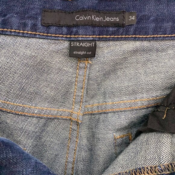 Calvin Klein Men's Straight-Fit Dark‎ Wash Jeans Size 34x34 - Picture 3 of 7